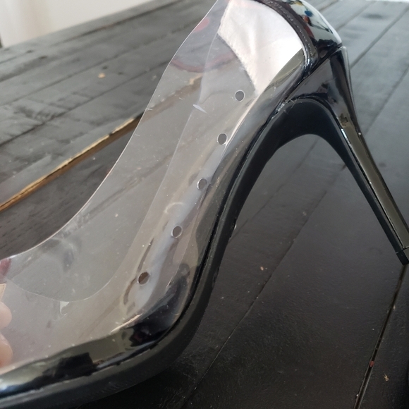 Anne Michelle Women's 10 Pumps Stiletto Heels Black Pointed Toe Clear - Picture 8 of 11